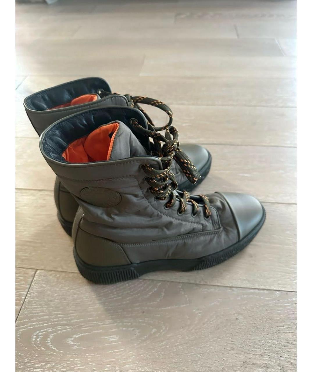 HERMES Хаки текстильные ботинки, фото 5