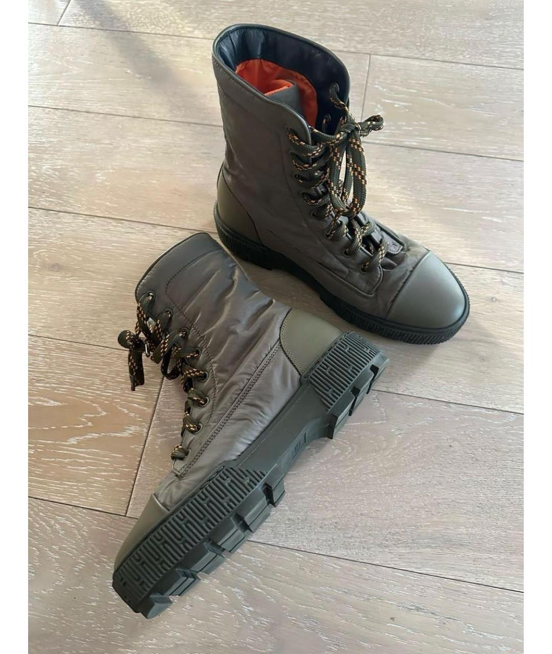 HERMES Хаки текстильные ботинки, фото 4