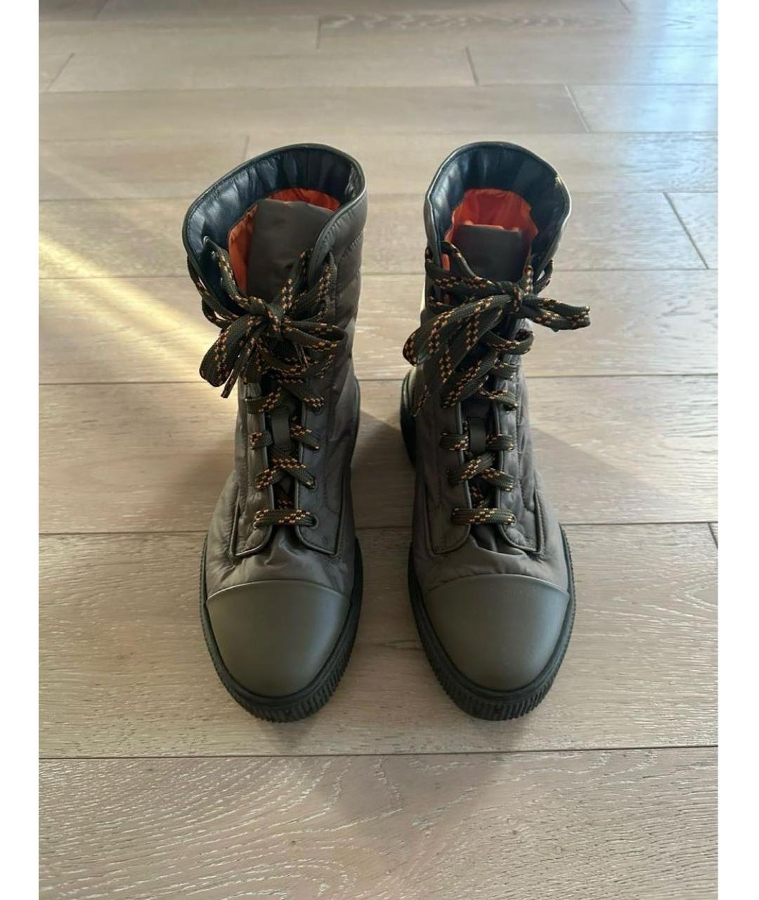 HERMES Хаки текстильные ботинки, фото 2