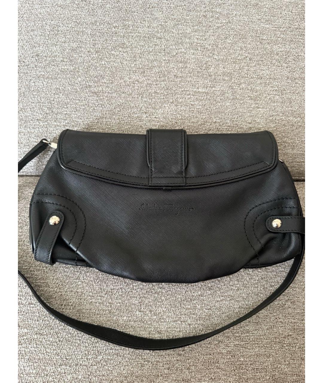 FERRAGAMO Черная кожаная сумка с короткими ручками, фото 4