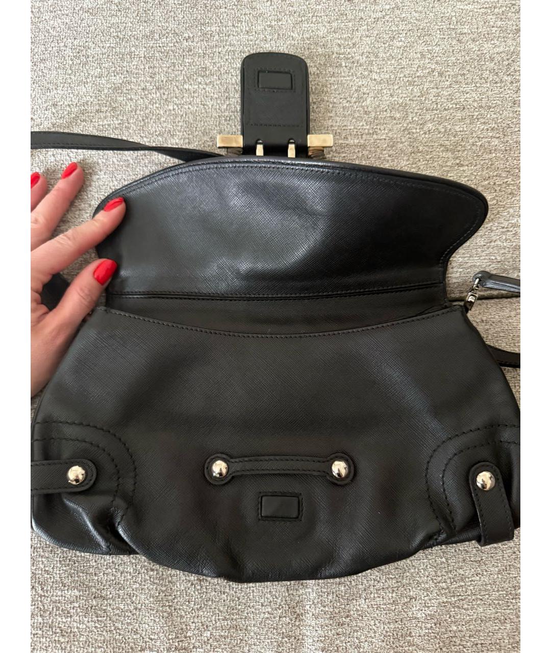 FERRAGAMO Черная кожаная сумка с короткими ручками, фото 2