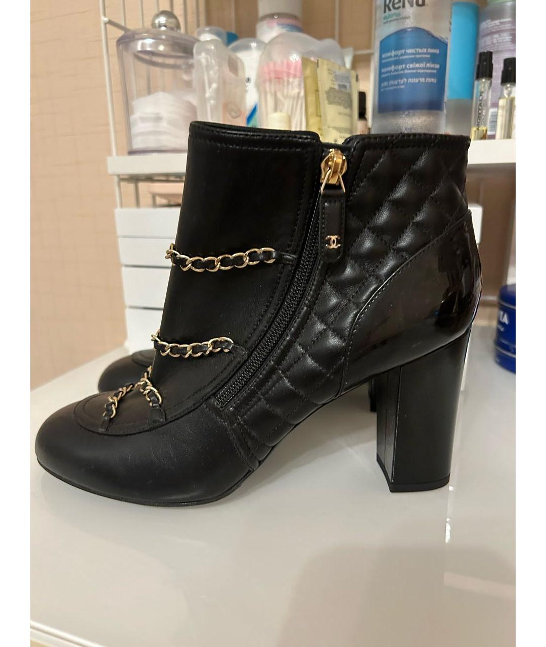 CHANEL Черные кожаные ботильоны, фото 2