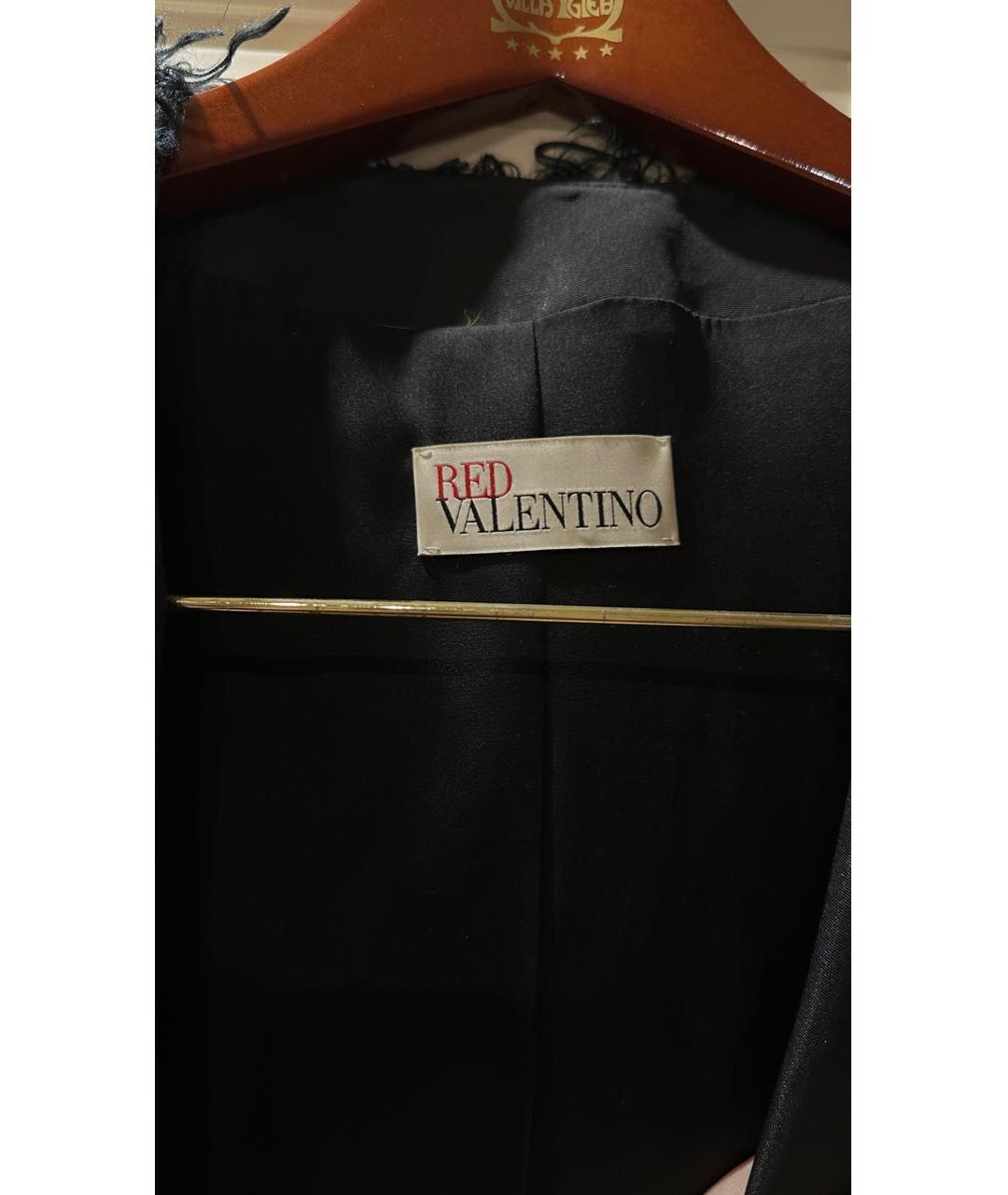 RED VALENTINO Черная полиэстеровая шуба, фото 3