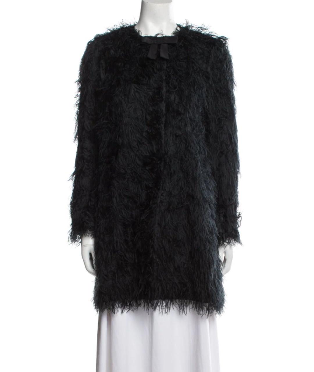 RED VALENTINO Черная полиэстеровая шуба, фото 5