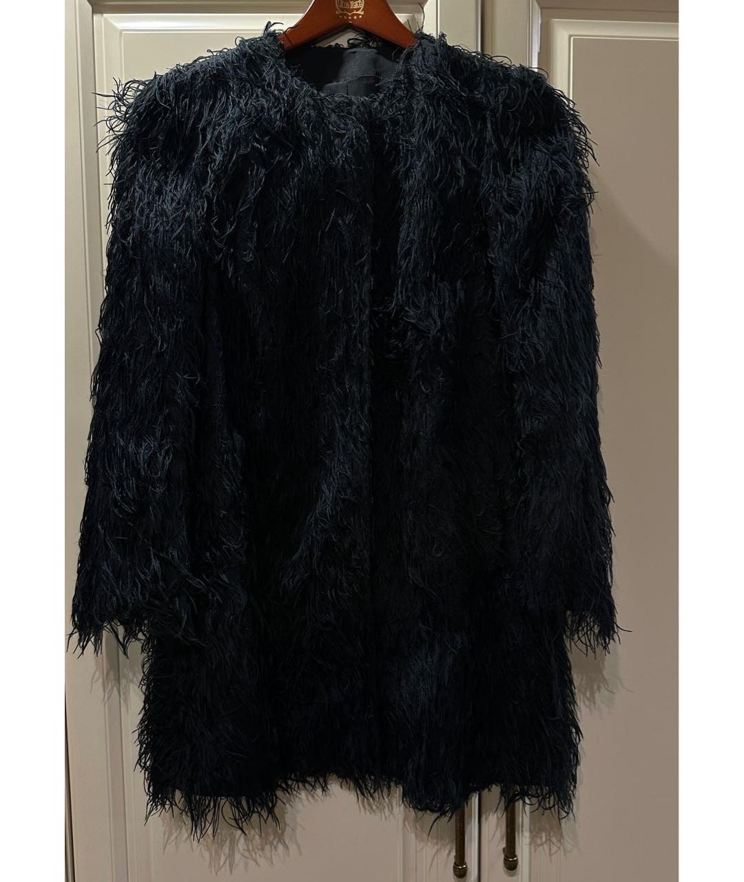 RED VALENTINO Черная полиэстеровая шуба, фото 6