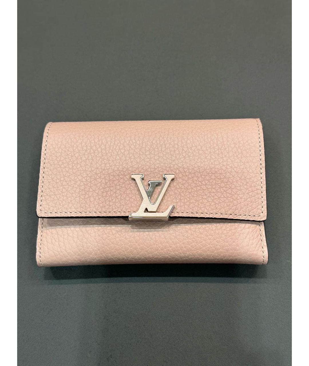 LOUIS VUITTON Розовый кожаный кошелек, фото 7