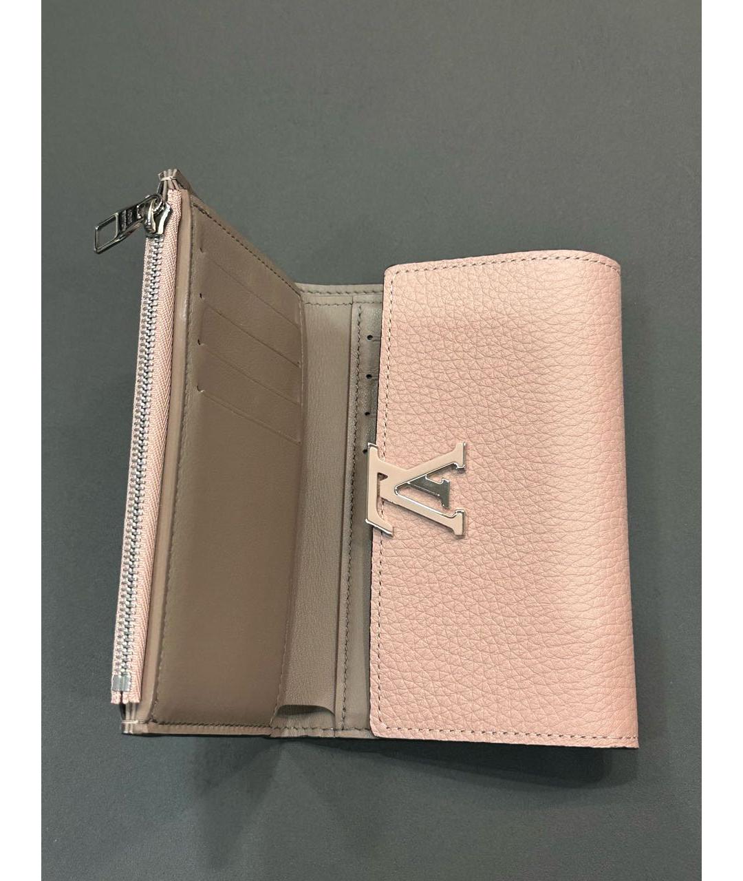 LOUIS VUITTON Розовый кожаный кошелек, фото 3