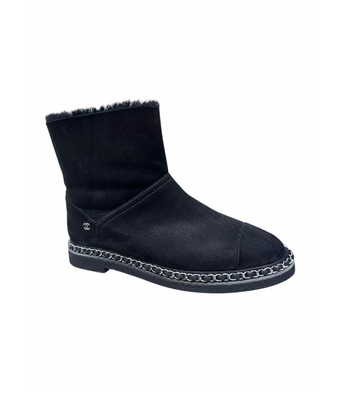 CHANEL Черные замшевые ботинки, фото 8