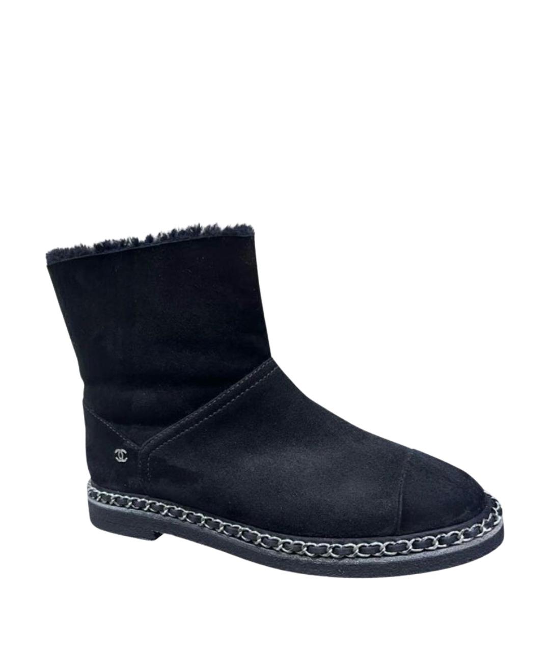 CHANEL Черные замшевые ботинки, фото 1
