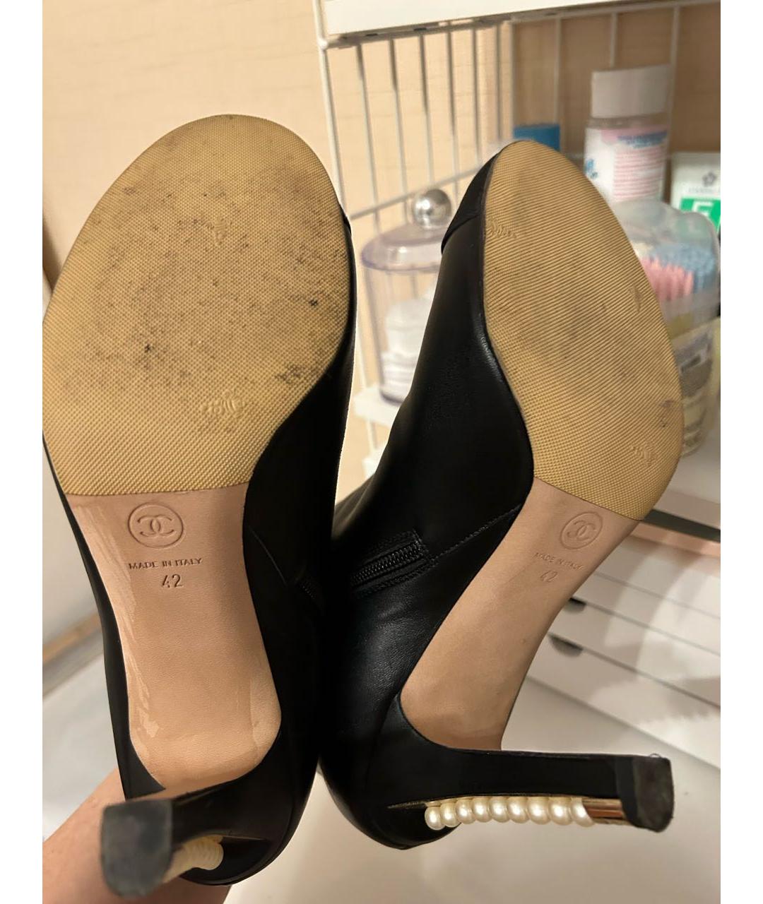 CHANEL Черные кожаные ботильоны, фото 4