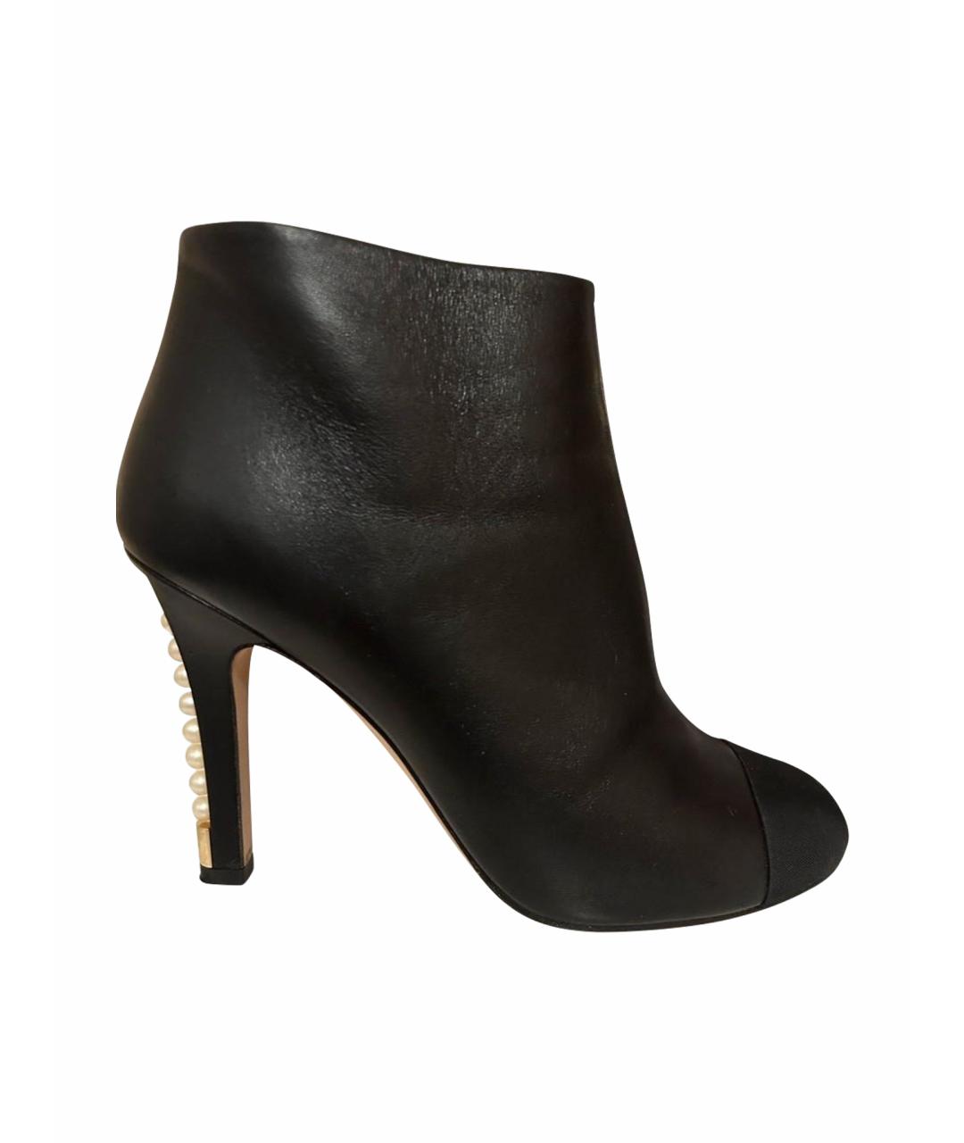 CHANEL Черные кожаные ботильоны, фото 1