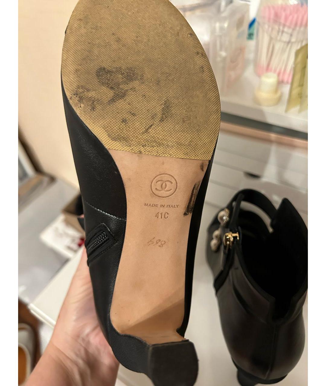 CHANEL Черные кожаные ботильоны, фото 7