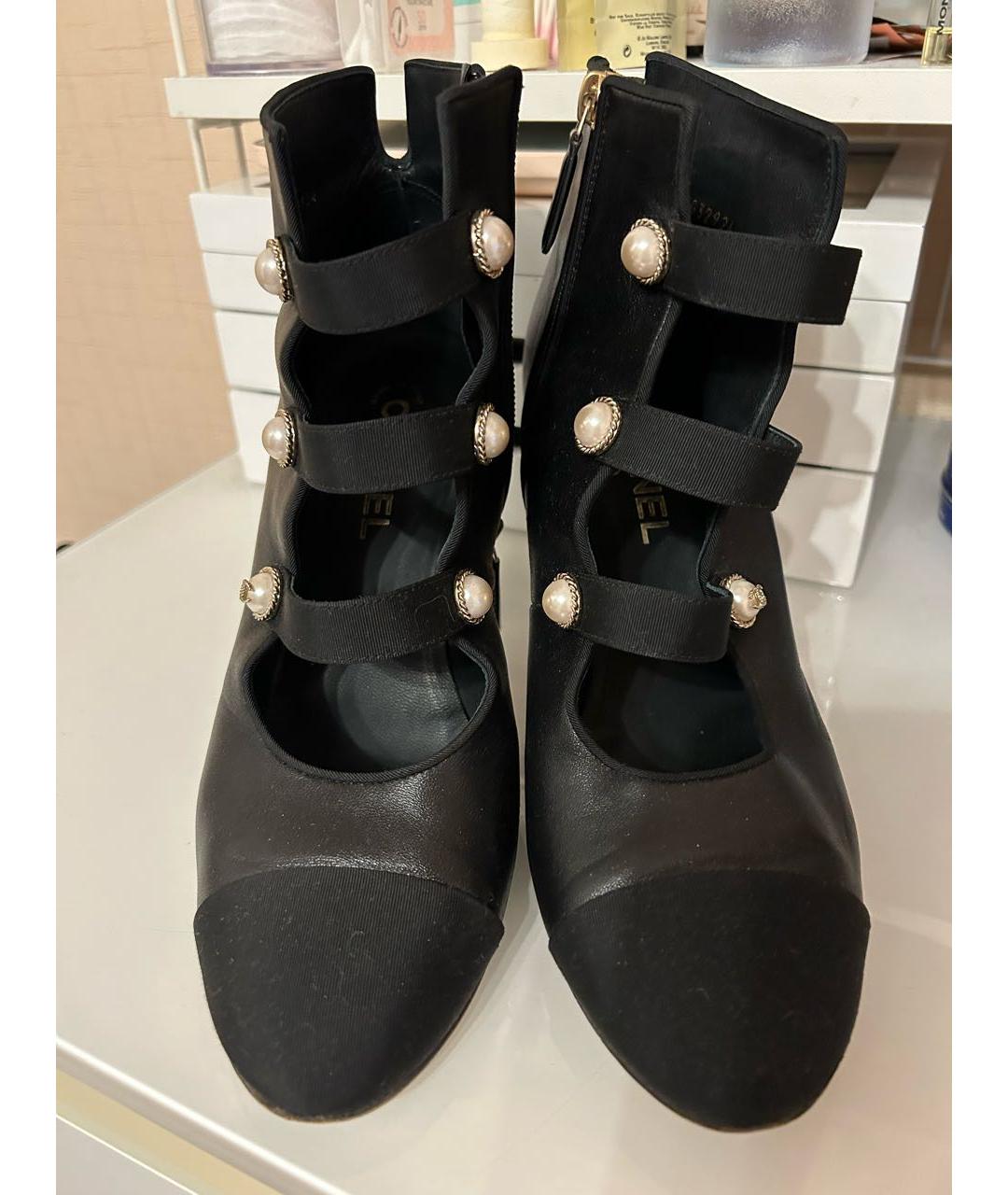 CHANEL Черные кожаные ботильоны, фото 2