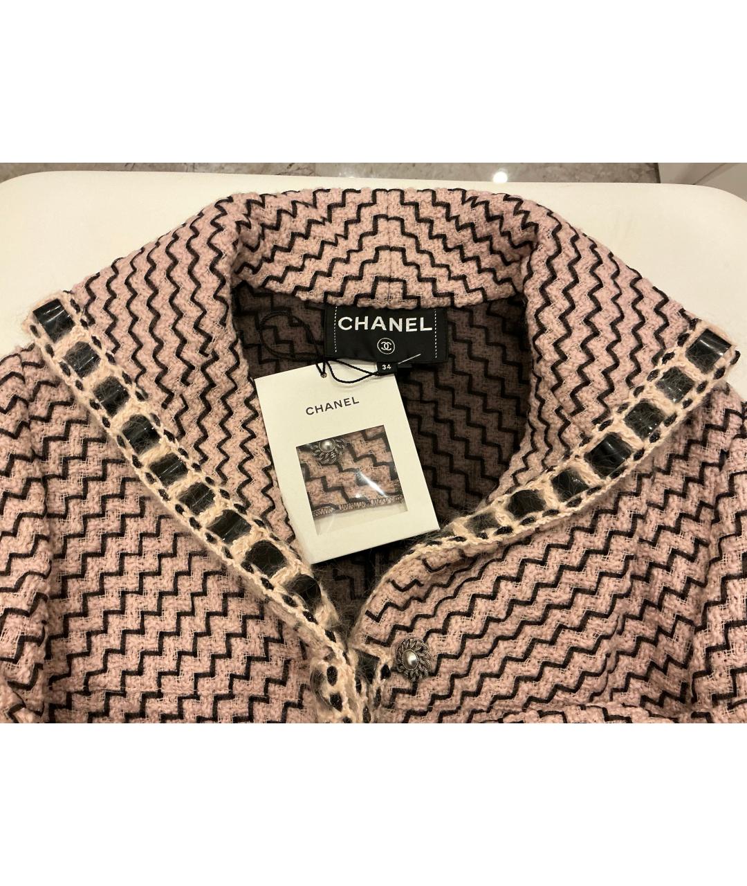 CHANEL Розовый твидовый жакет/пиджак, фото 5