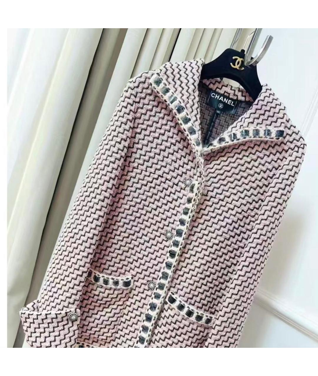 CHANEL Розовый твидовый жакет/пиджак, фото 7