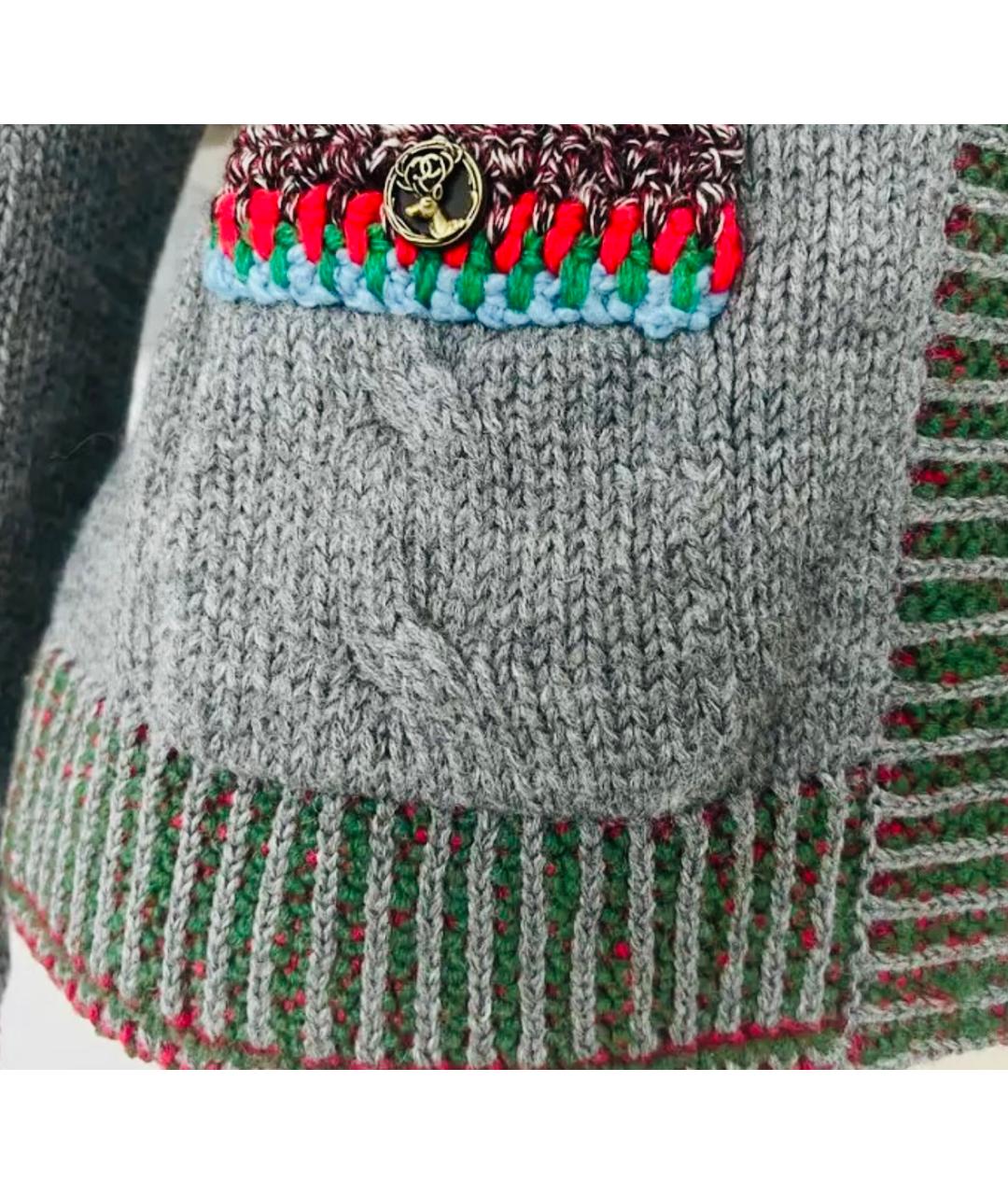 CHANEL Серый шерстяной кардиган, фото 6