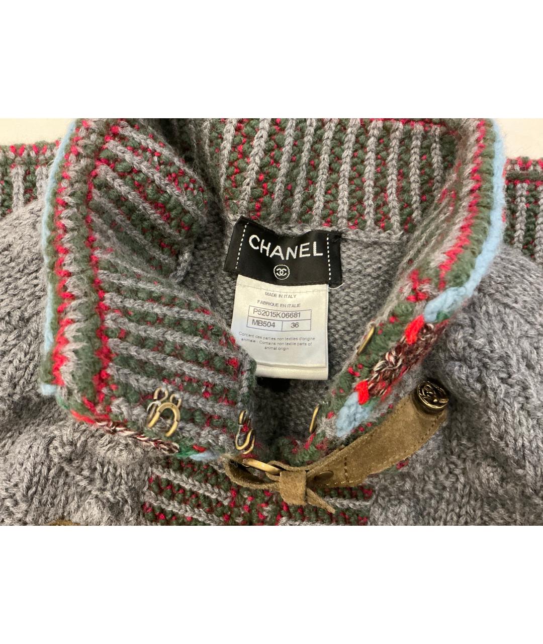 CHANEL Серый шерстяной кардиган, фото 4