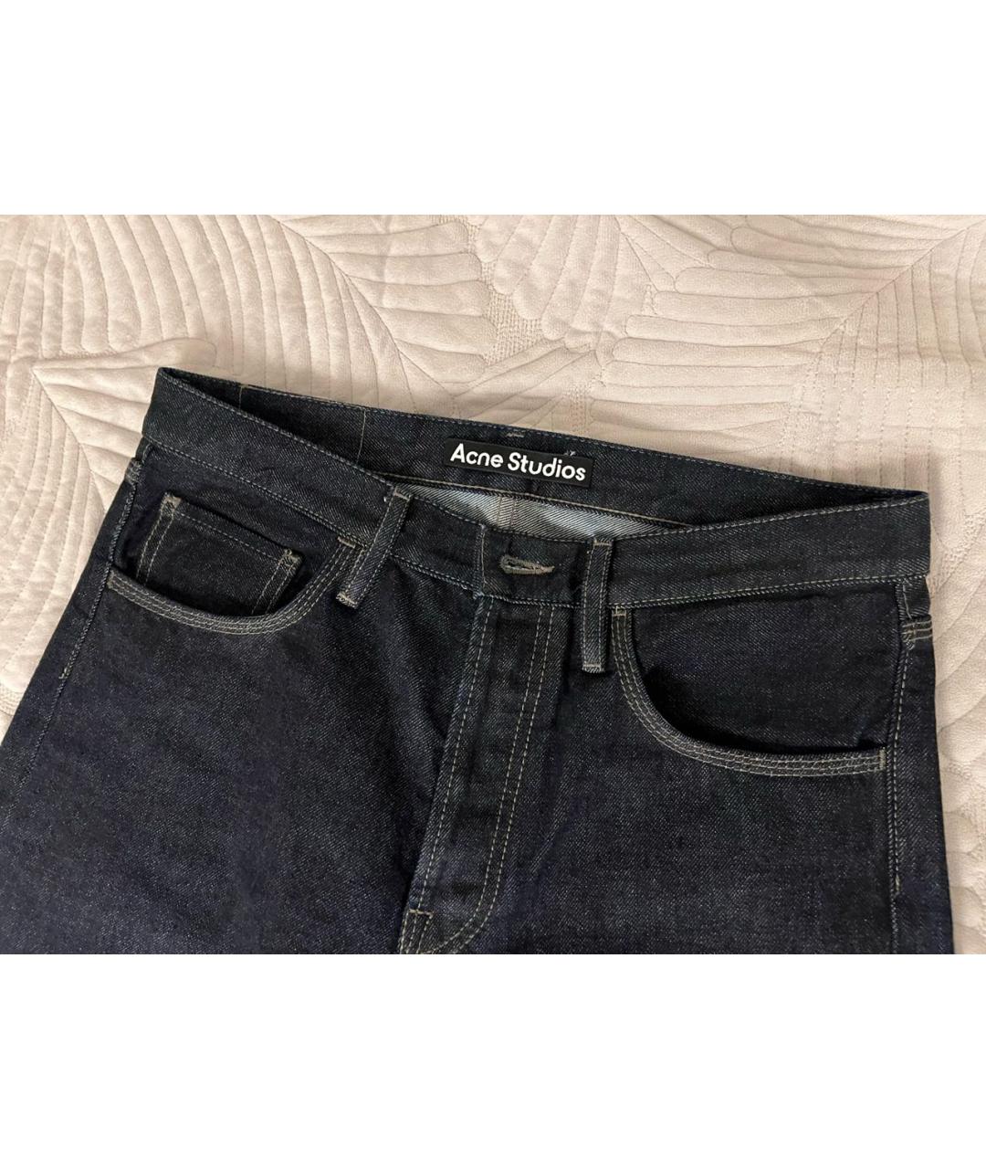 ACNE STUDIOS Темно-синие хлопковые прямые джинсы, фото 4