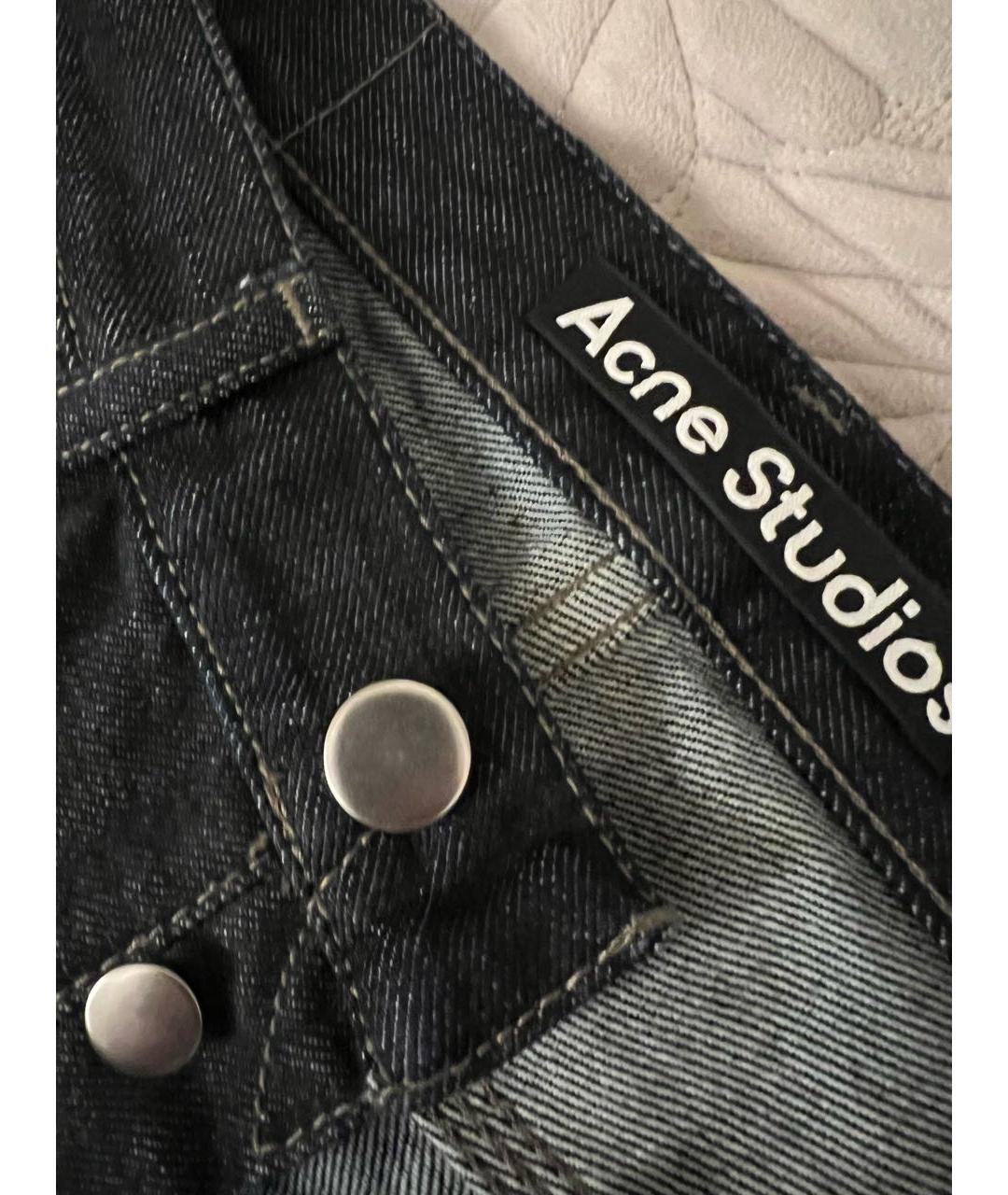 ACNE STUDIOS Темно-синие хлопковые прямые джинсы, фото 8