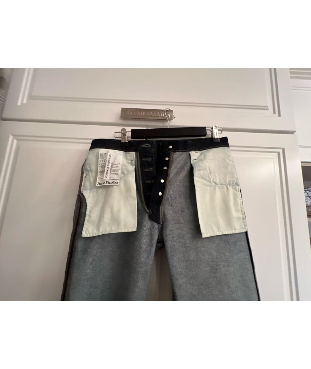 ACNE STUDIOS Темно-синие хлопковые прямые джинсы, фото 3