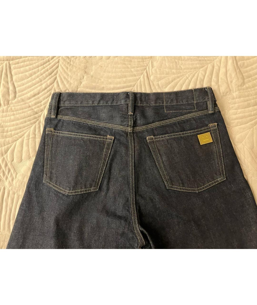 ACNE STUDIOS Темно-синие хлопковые прямые джинсы, фото 7