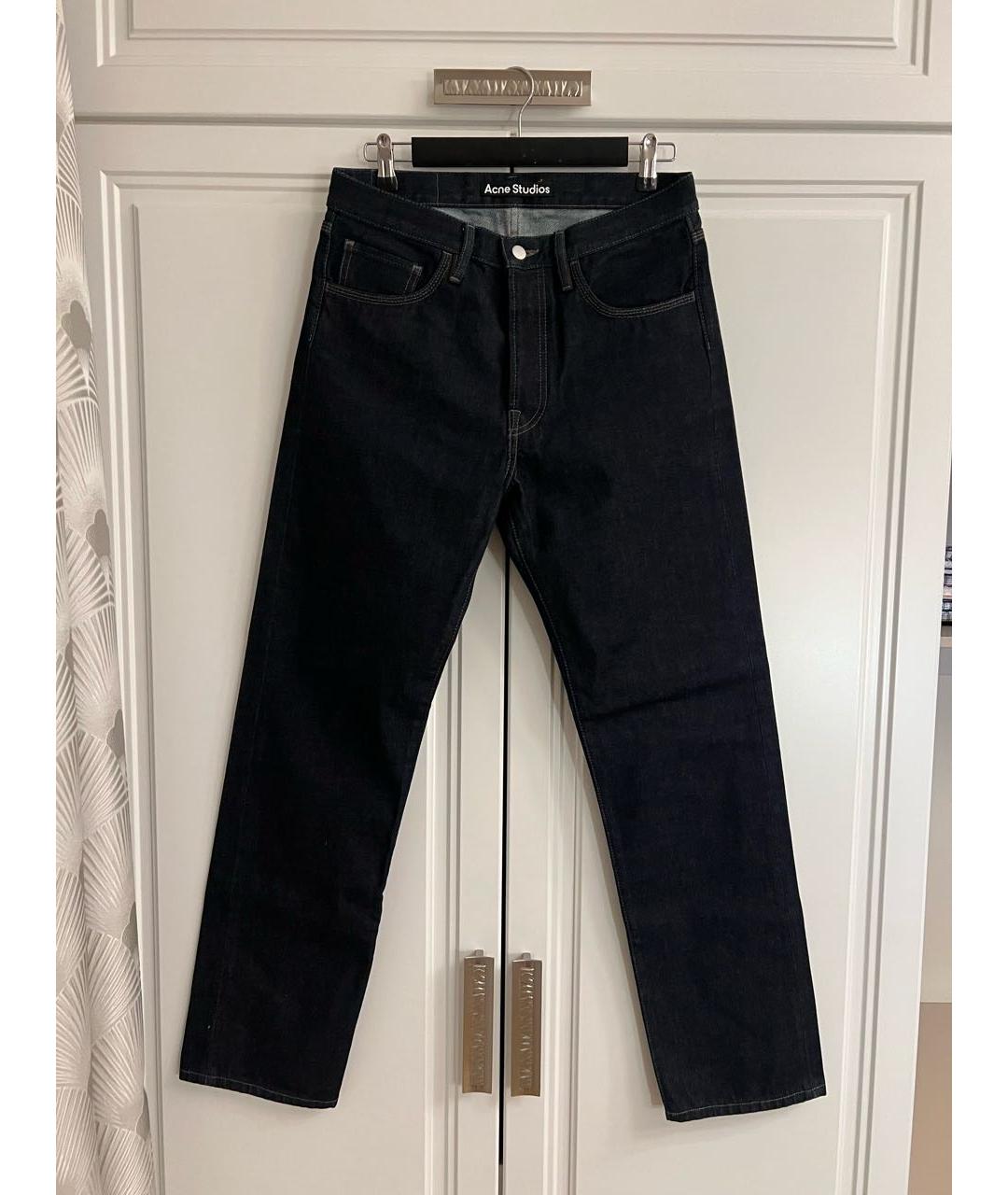 ACNE STUDIOS Темно-синие хлопковые прямые джинсы, фото 9