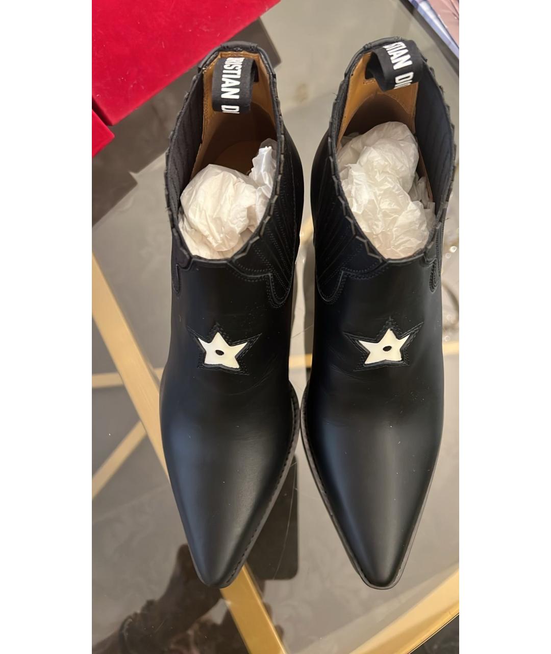 CHRISTIAN DIOR Черные кожаные ботильоны, фото 2