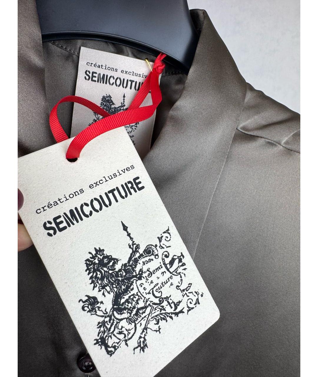 SEMICOUTURE Коричневая шелковая рубашка, фото 3