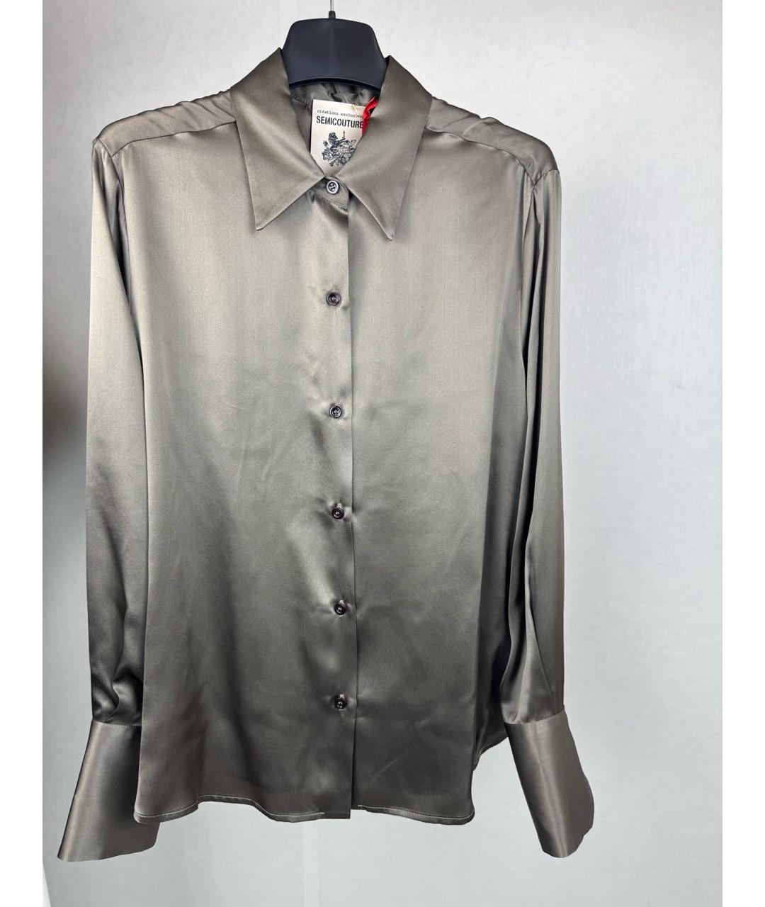 SEMICOUTURE Коричневая шелковая рубашка, фото 9