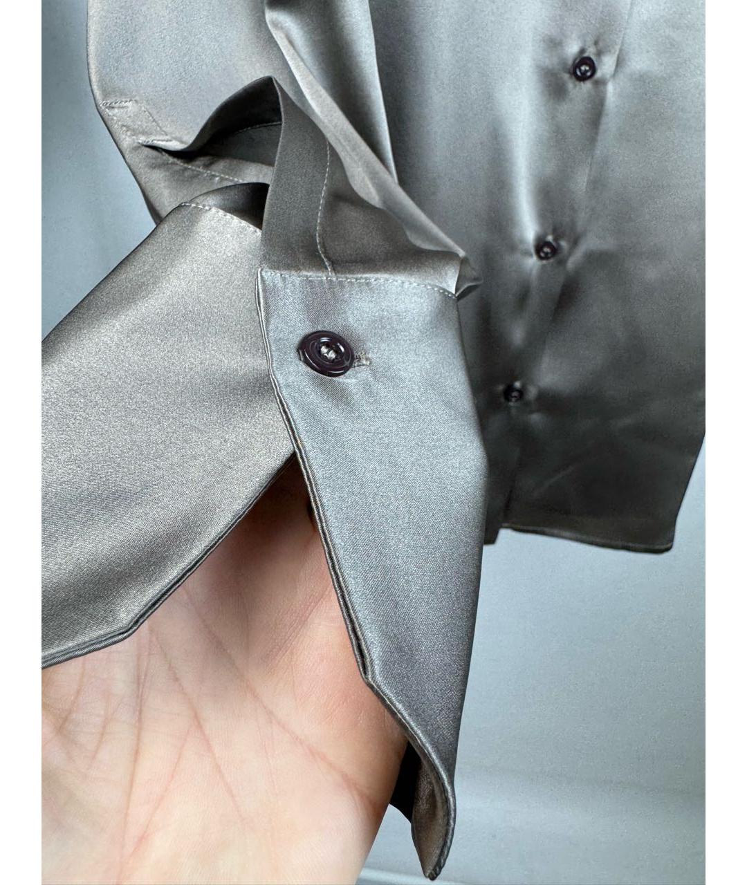 SEMICOUTURE Коричневая шелковая рубашка, фото 5