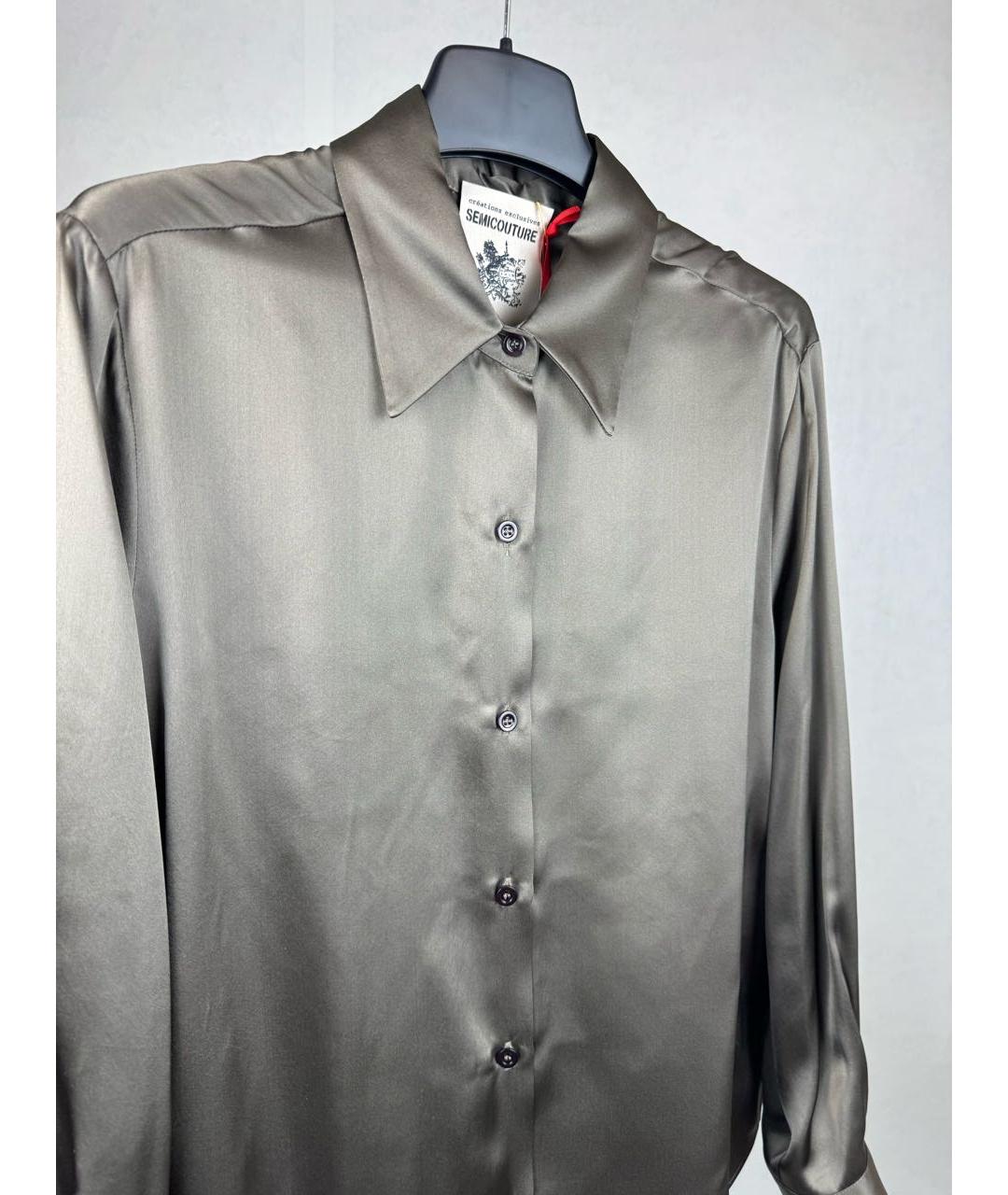 SEMICOUTURE Коричневая шелковая рубашка, фото 6