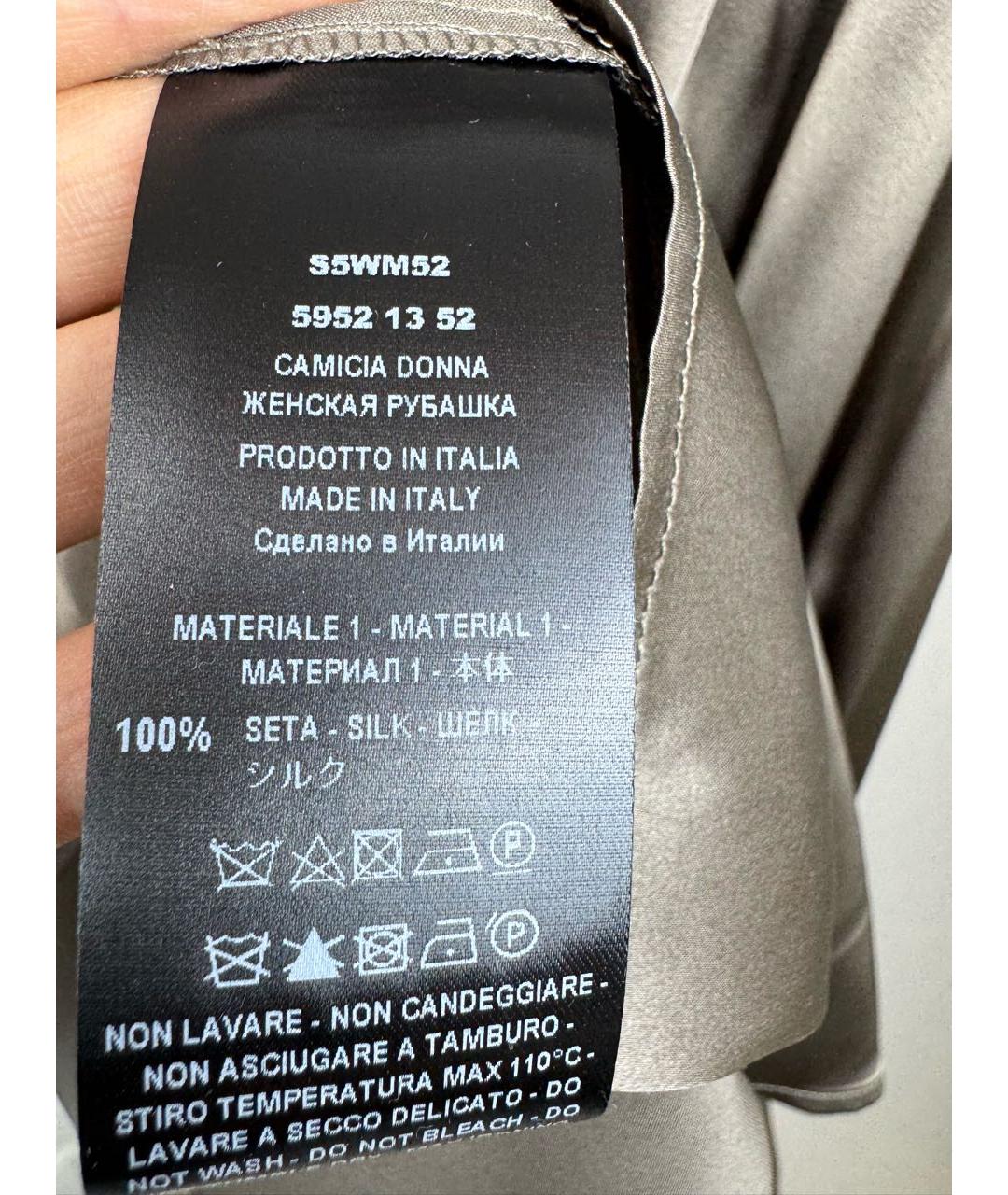 SEMICOUTURE Коричневая шелковая рубашка, фото 7
