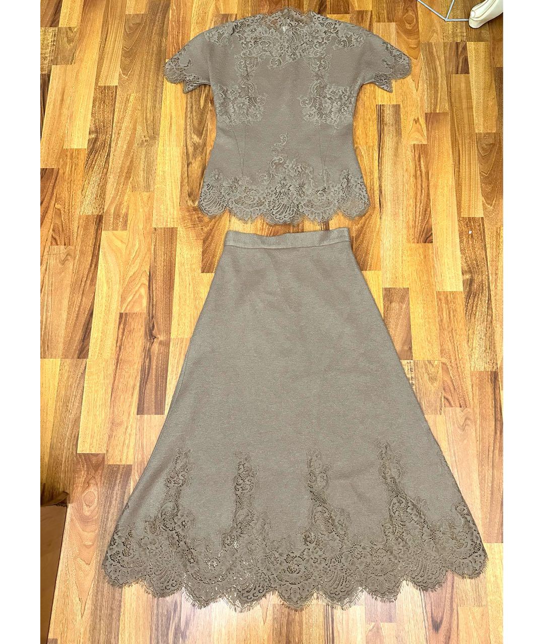 ERMANNO SCERVINO Бежевый шерстяной костюм с юбками, фото 2