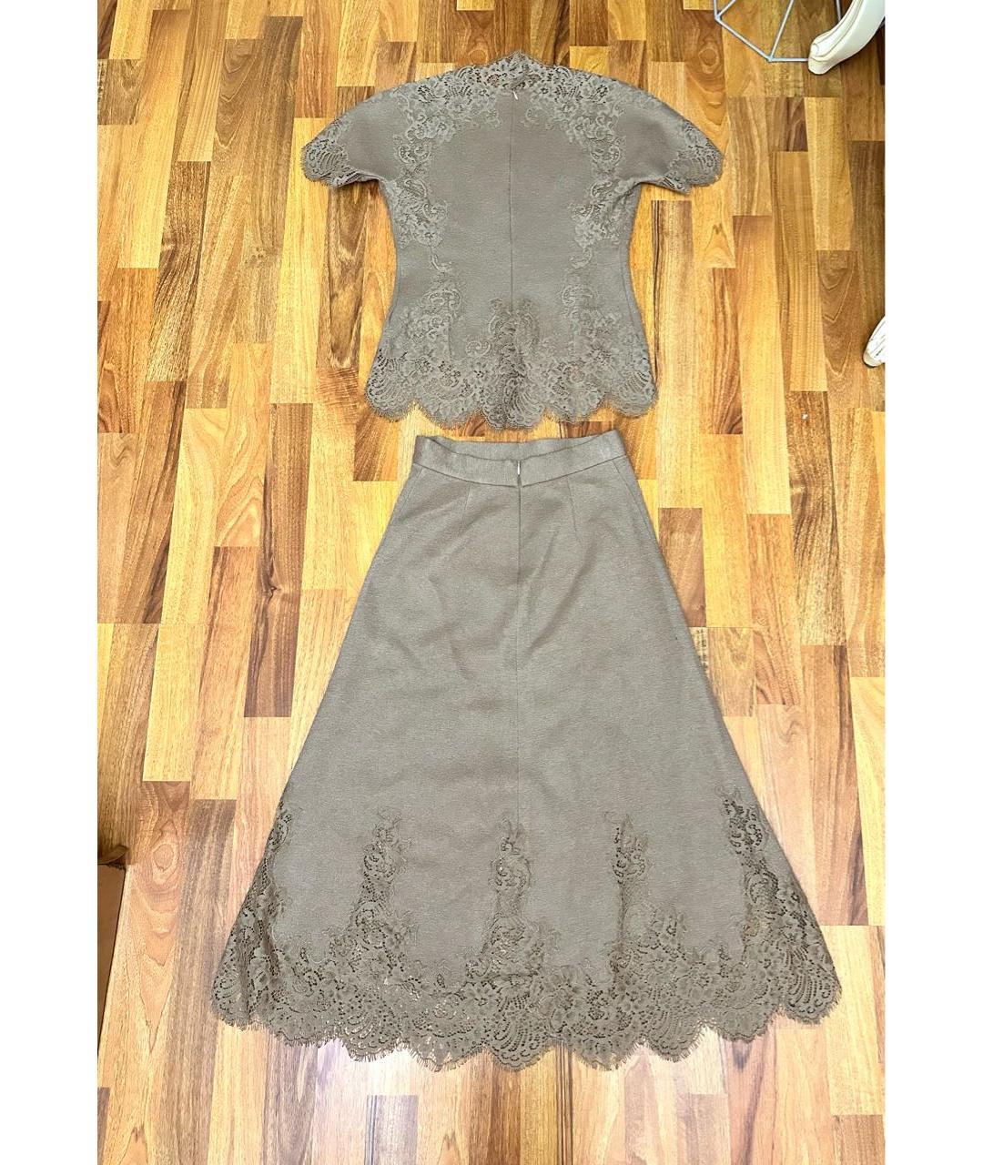 ERMANNO SCERVINO Бежевый шерстяной костюм с юбками, фото 10