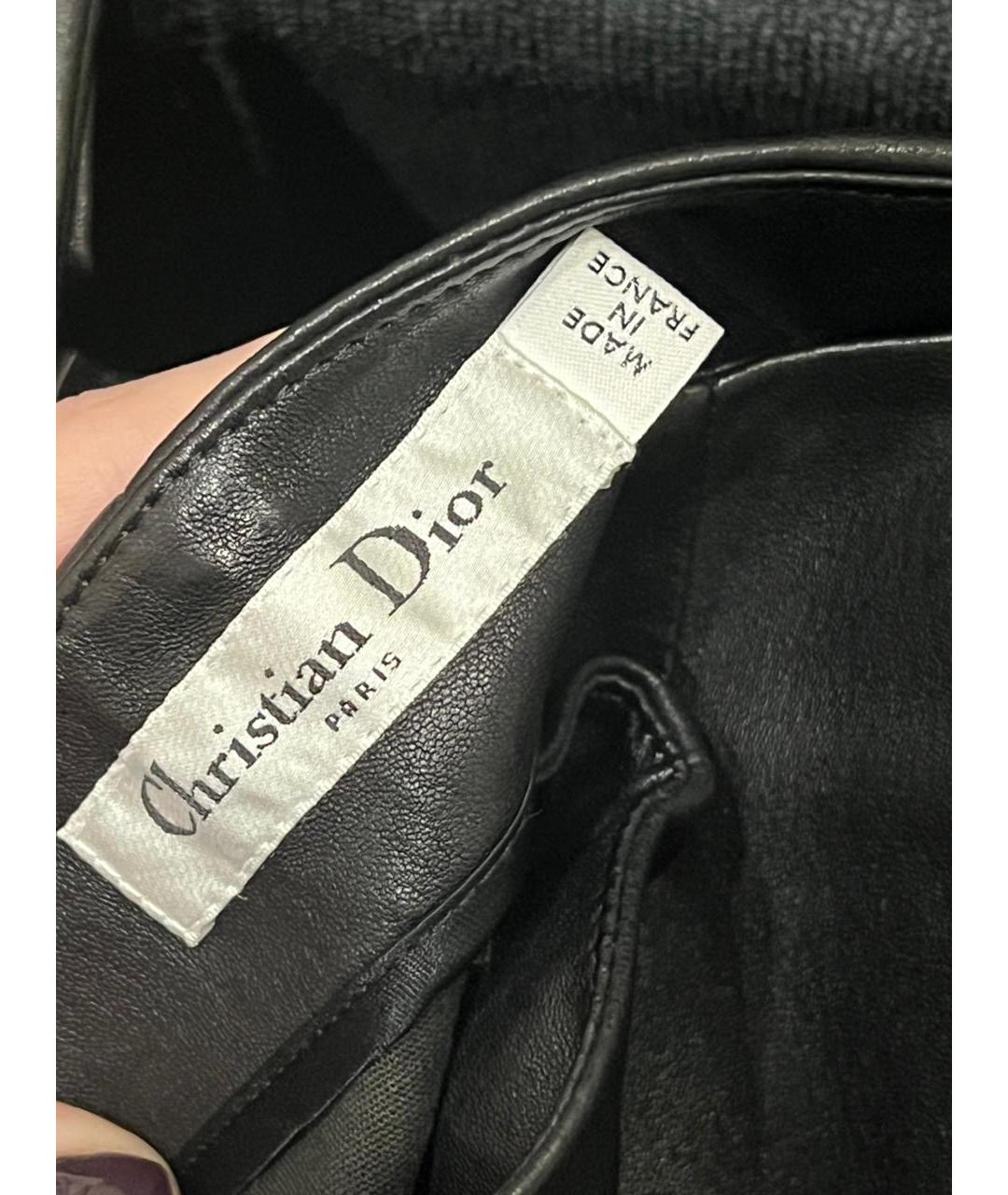 CHRISTIAN DIOR Черные кожаные брюки узкие, фото 4