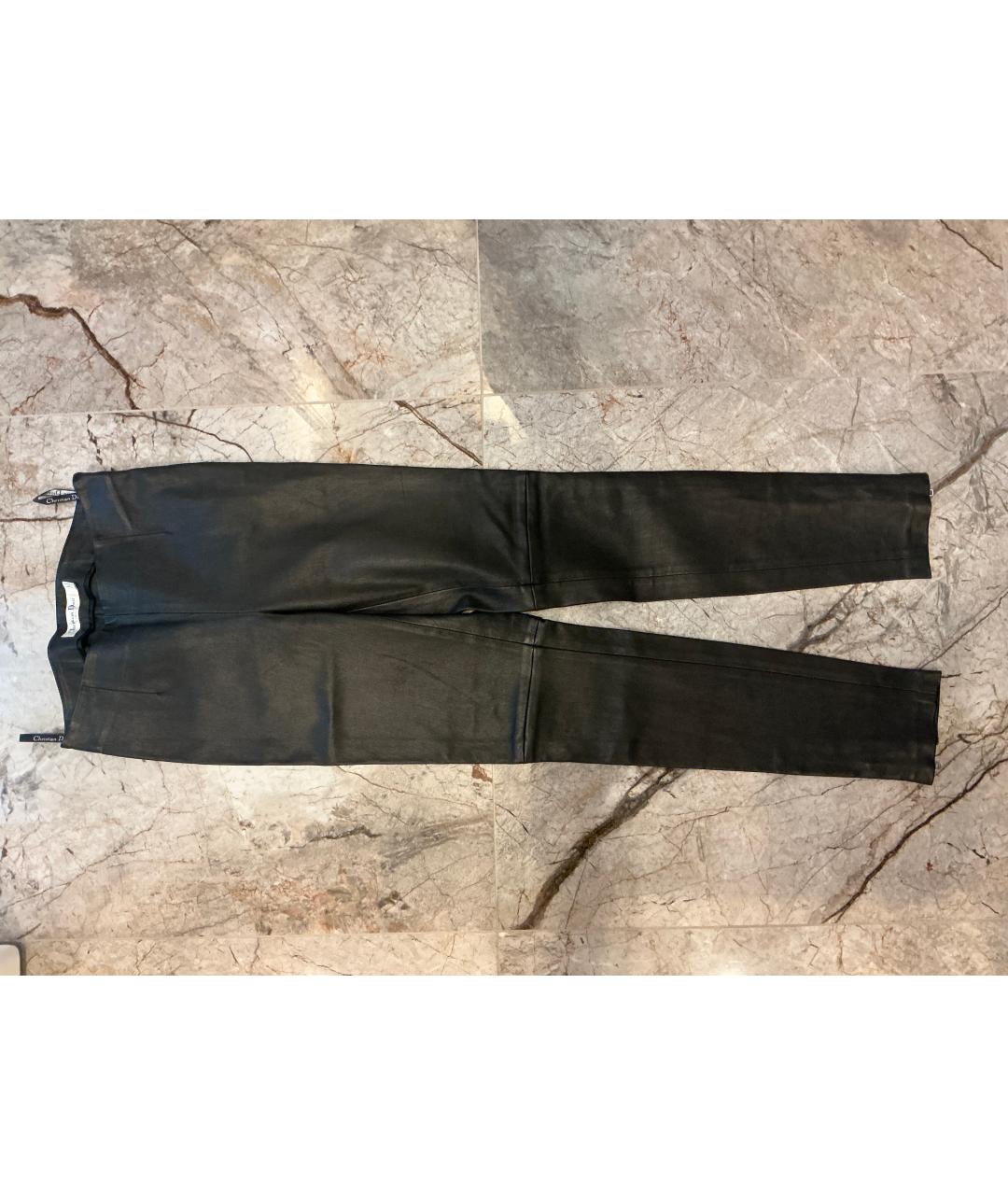 CHRISTIAN DIOR Черные кожаные брюки узкие, фото 6
