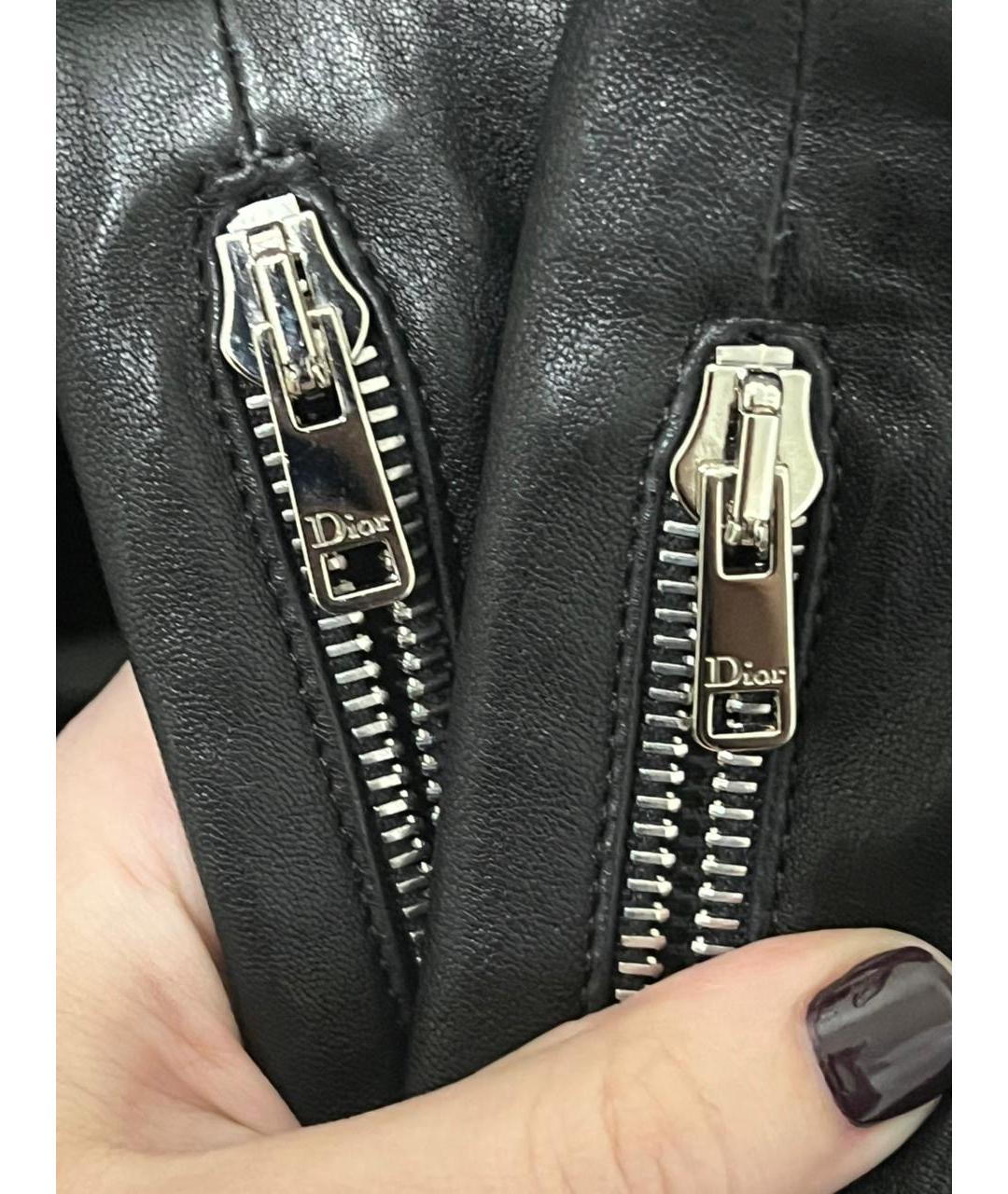 CHRISTIAN DIOR Черные кожаные брюки узкие, фото 3