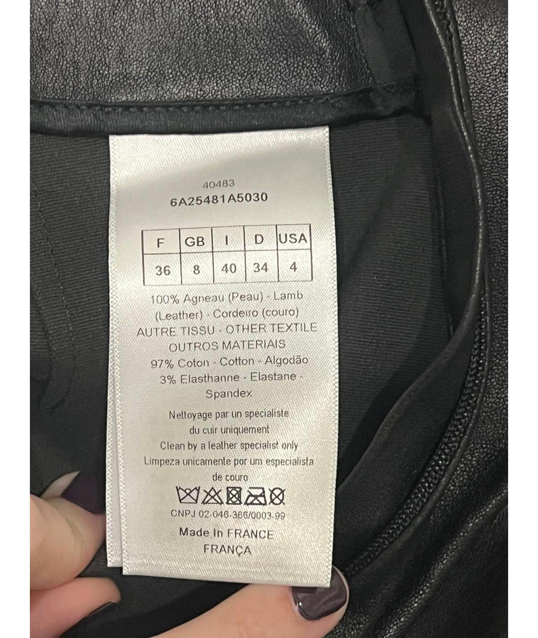 CHRISTIAN DIOR Черные кожаные брюки узкие, фото 5