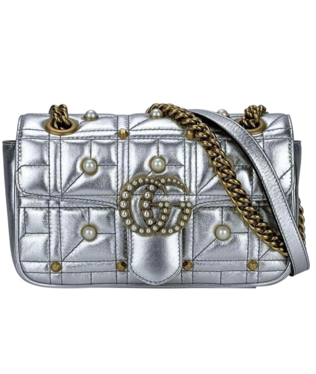 GUCCI Серебряная кожаная сумка через плечо, фото 9