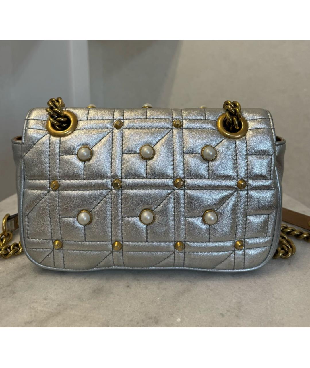 GUCCI Серебряная кожаная сумка через плечо, фото 7