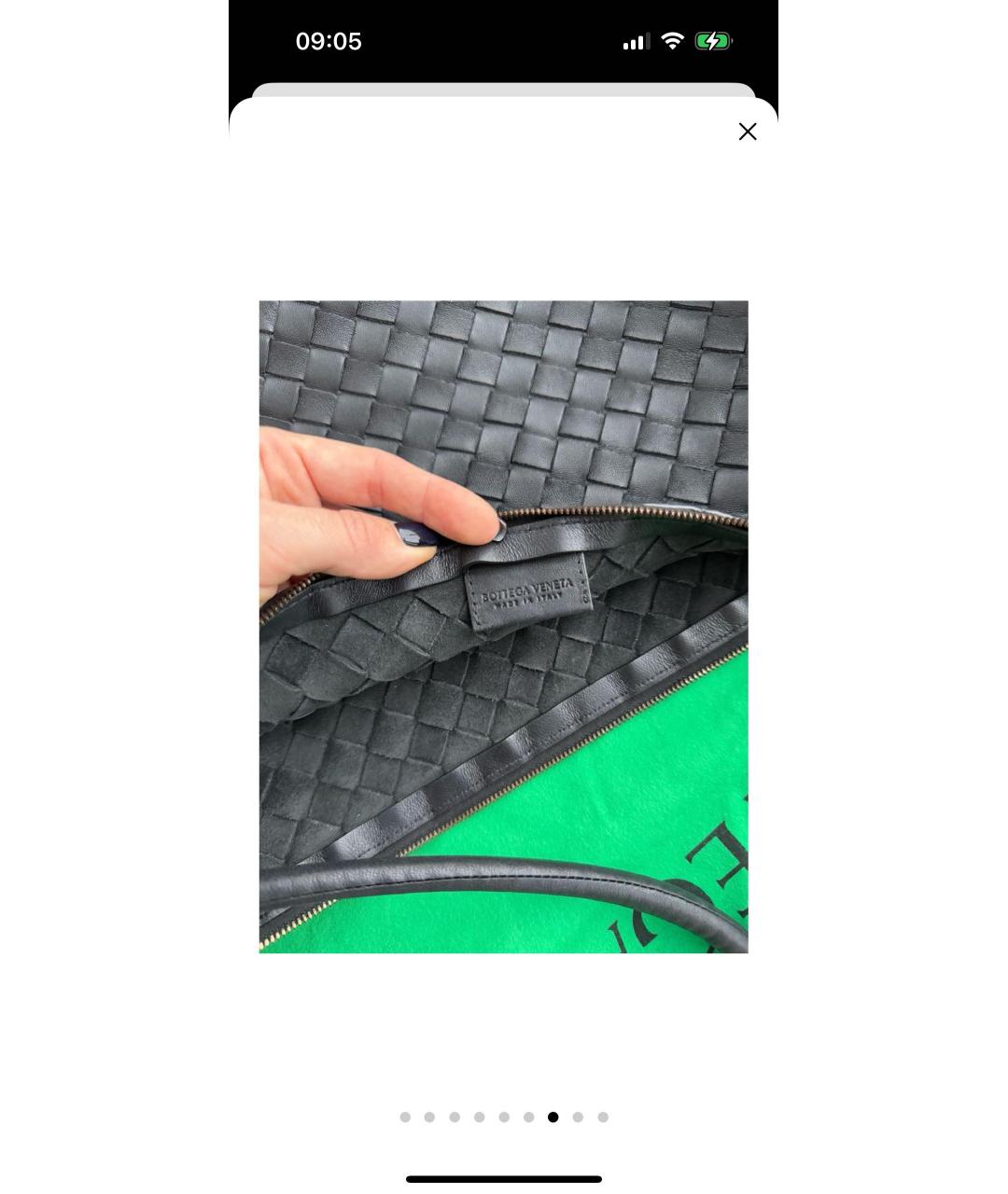 BOTTEGA VENETA Черная кожаная сумка с короткими ручками, фото 4