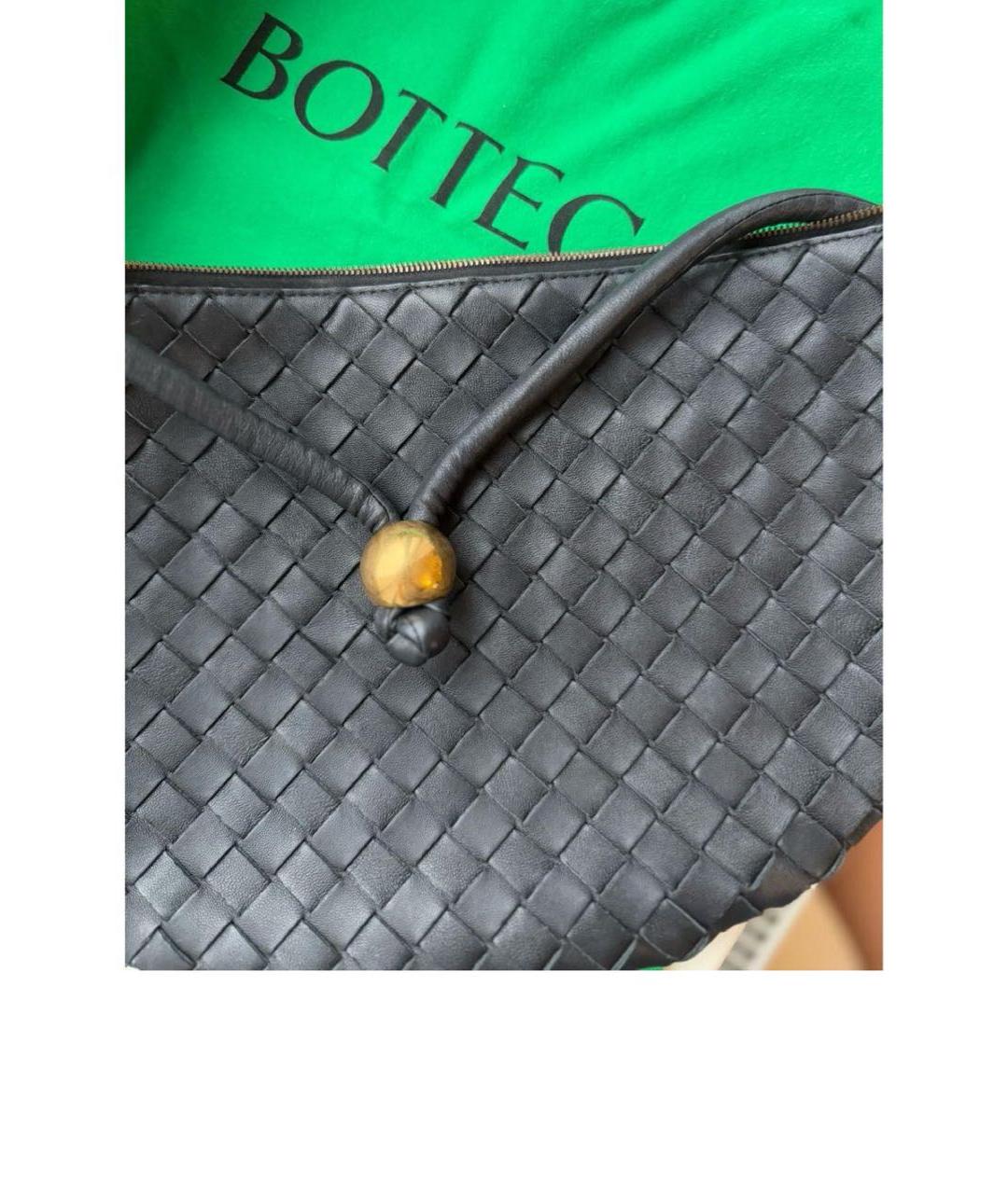 BOTTEGA VENETA Черная кожаная сумка с короткими ручками, фото 5