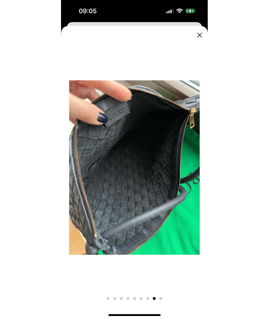 BOTTEGA VENETA Черная кожаная сумка с короткими ручками, фото 2