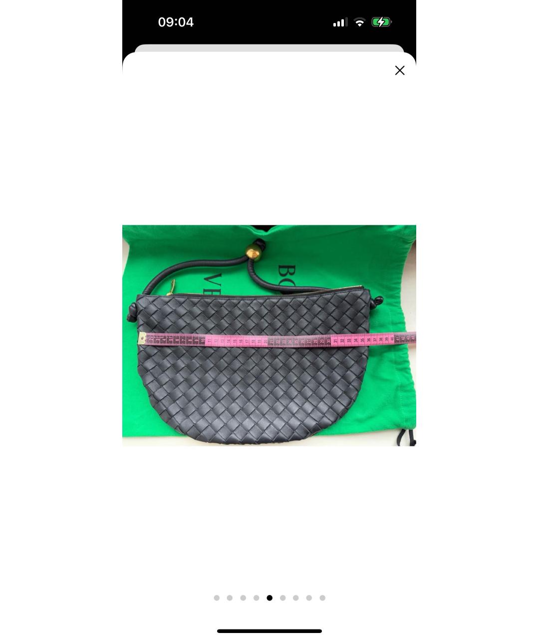 BOTTEGA VENETA Черная кожаная сумка с короткими ручками, фото 3