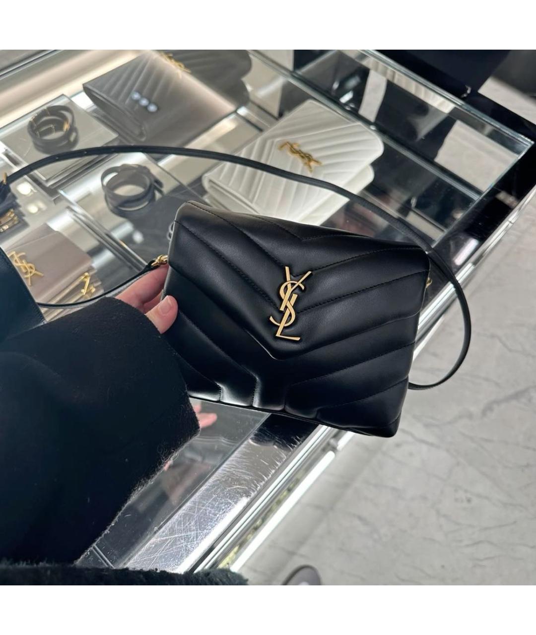 SAINT LAURENT Черная кожаная сумка через плечо, фото 4