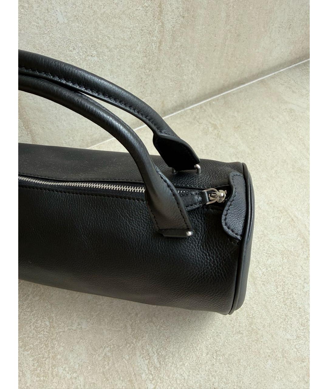 THE ROW Черная кожаная сумка с короткими ручками, фото 6