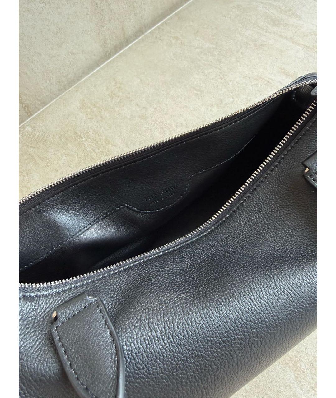 THE ROW Черная кожаная сумка с короткими ручками, фото 4