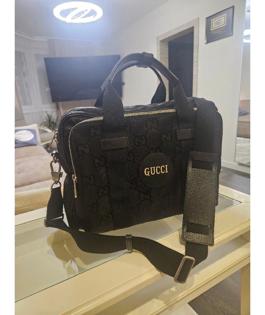 GUCCI Черный тканевый портфель, фото 5