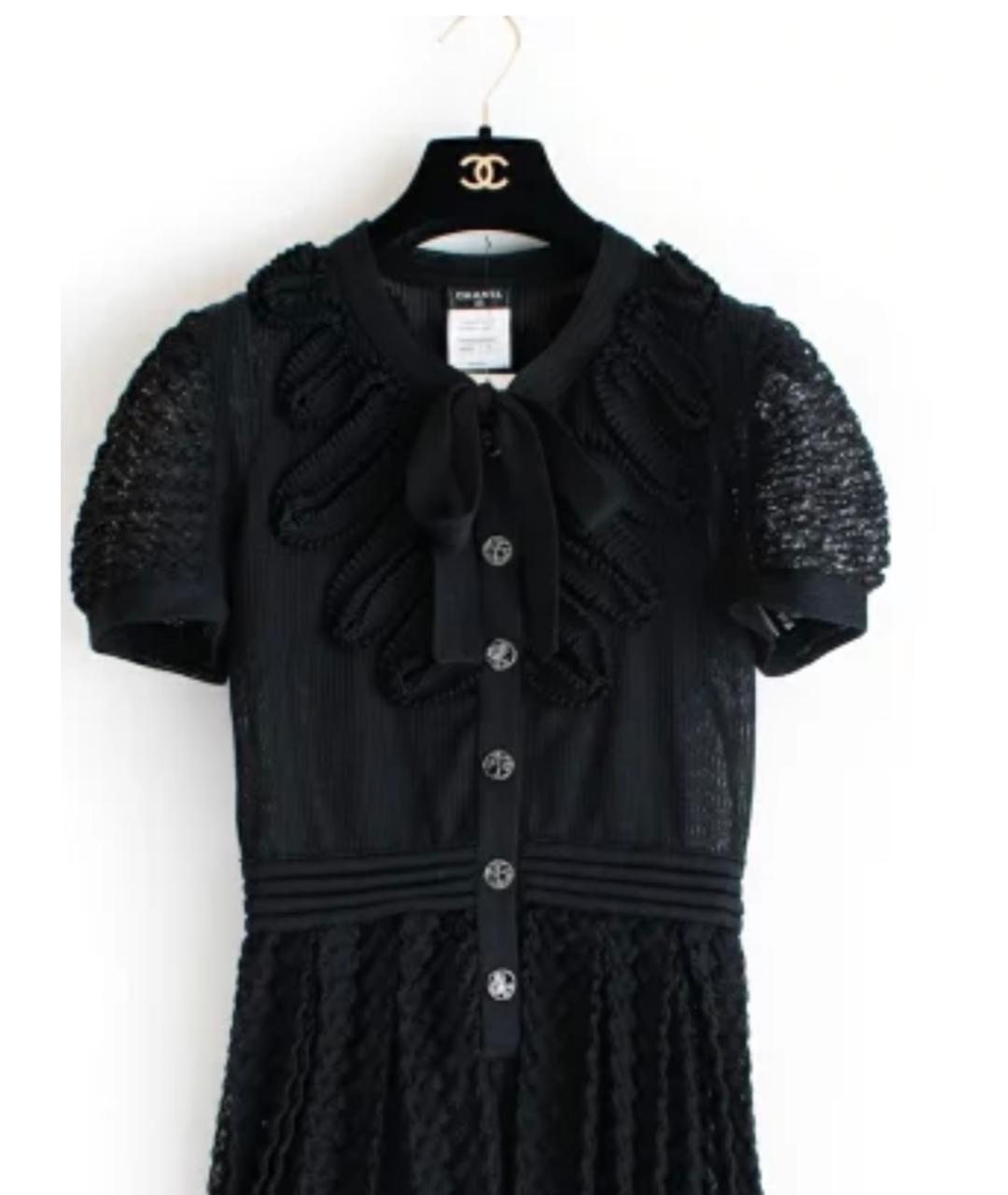 CHANEL Черное хлопковое повседневное платье, фото 4