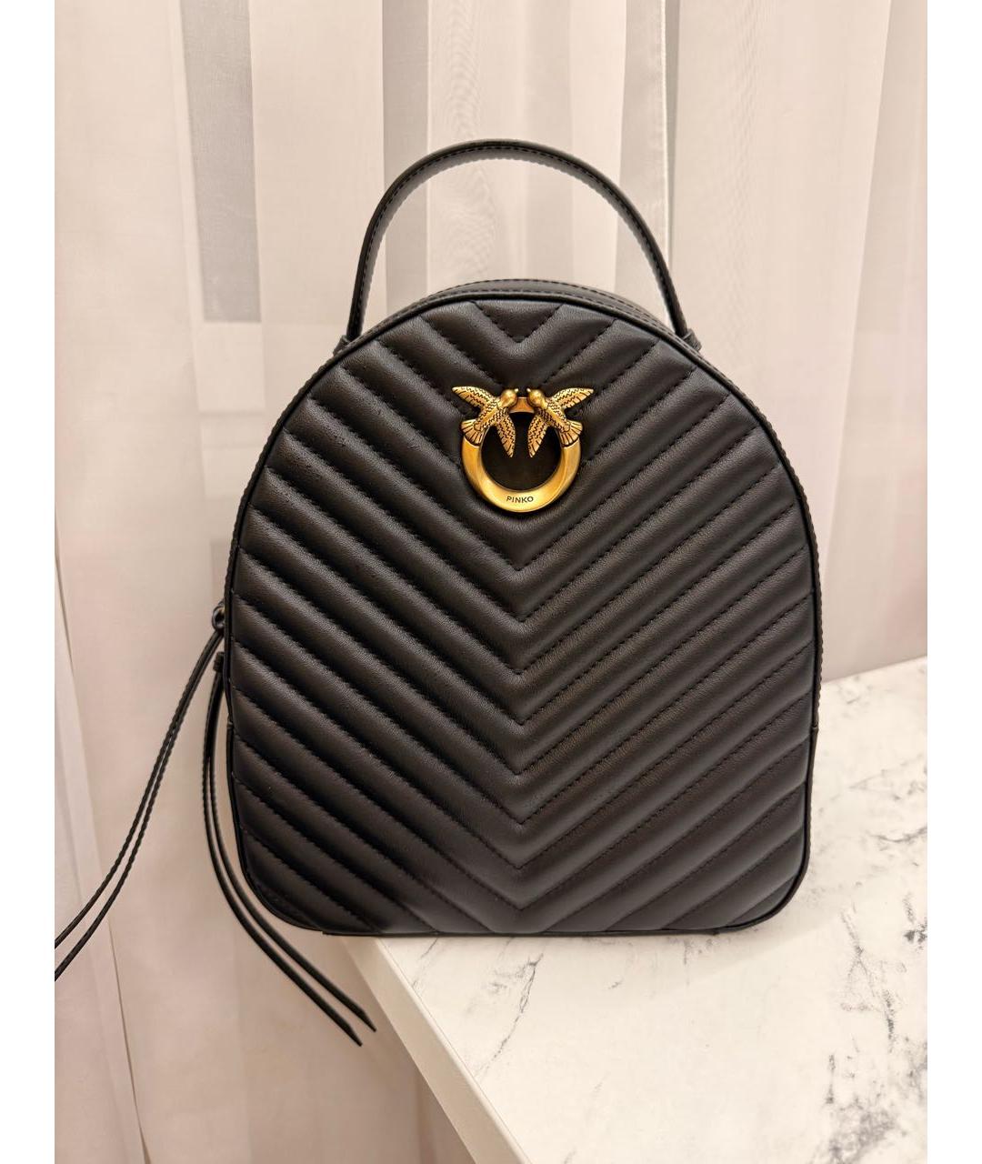 PINKO Черный кожаный рюкзак, фото 7